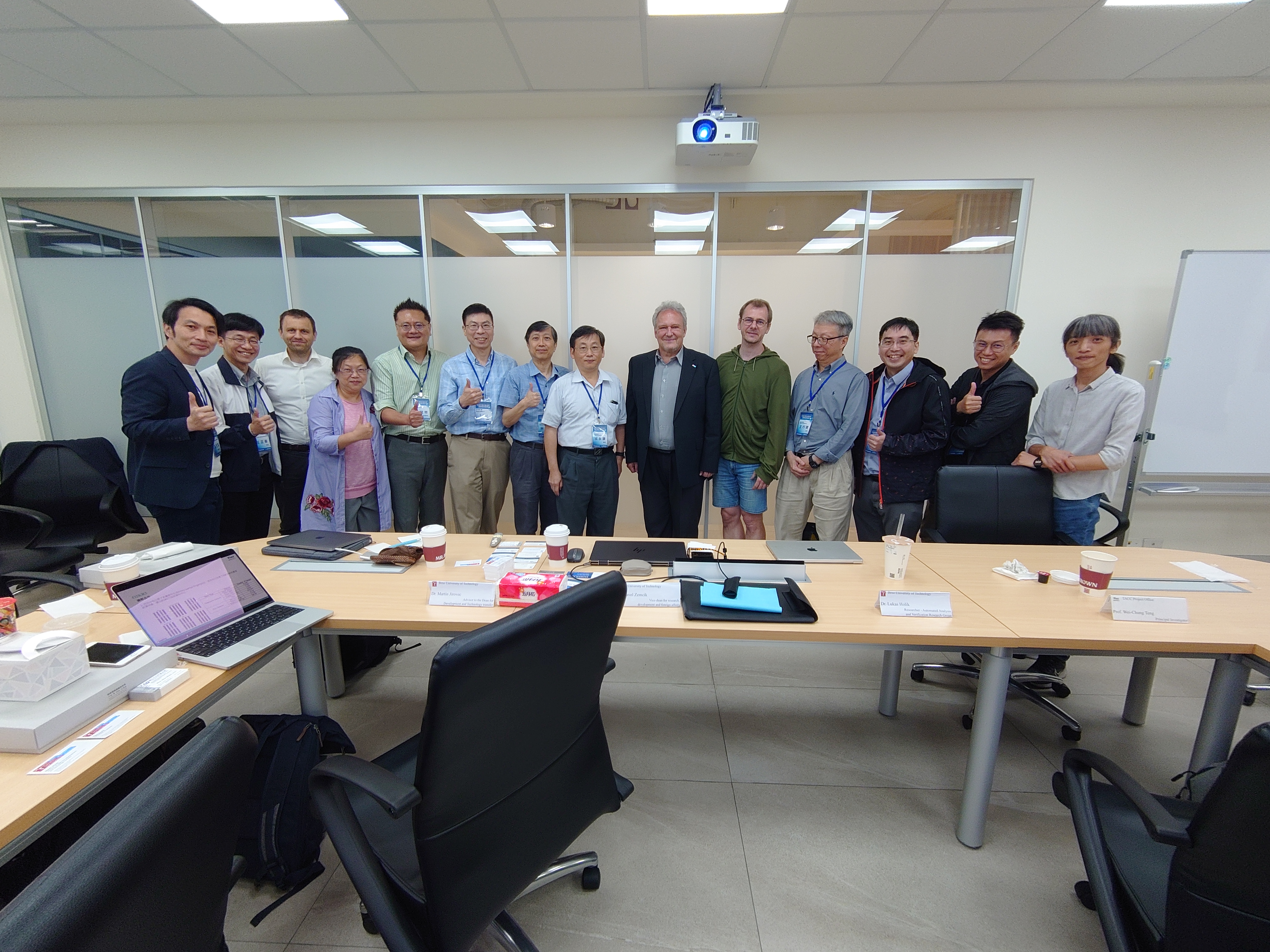 Figure 3. Group photo of TACC members and Prof. Pavel Zemcik (the Vice-Dean for Research, Development and Foreign affairs; former Dean), Dr. Lukas Holik (Researcher - Automated Analysis and Verification Research Group) and Mr. Martin Jirovec (Advisor to the Dean for development and technology transfer), BUT.